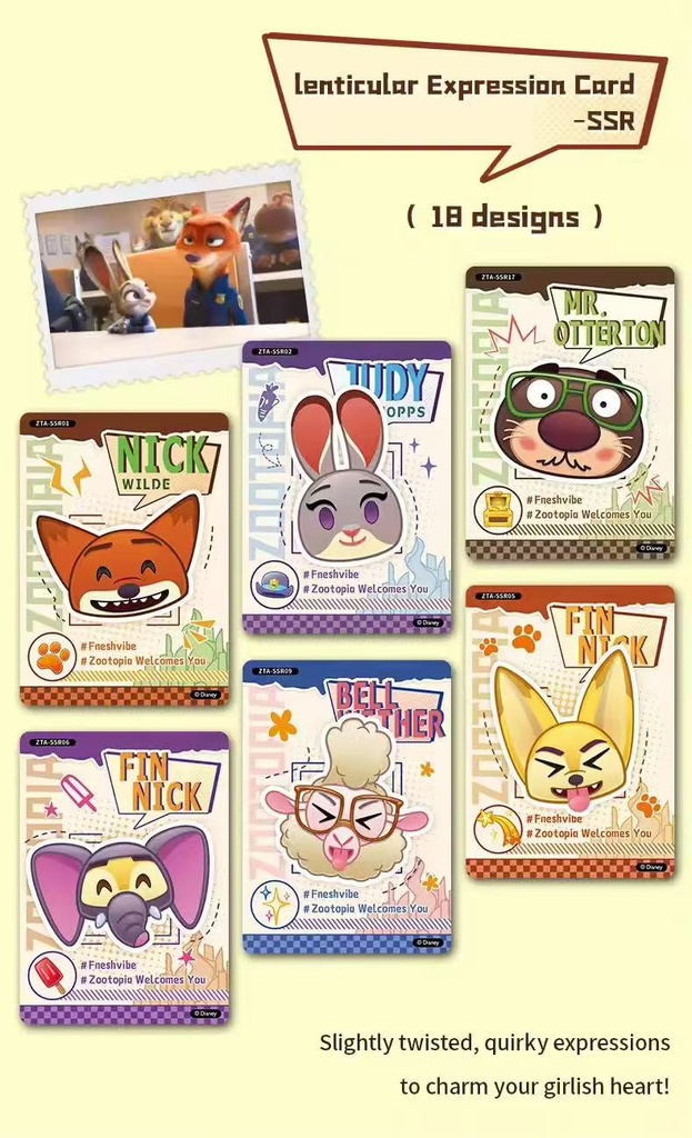 DISNEY - CARD FUN BOX - Zootopia Boite 5 Boosters 4 Cartes