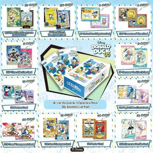 DISNEY - CARD FUN BOX - Donald Duck 90th Anniversary Boite 10 Boosters 4 cartes